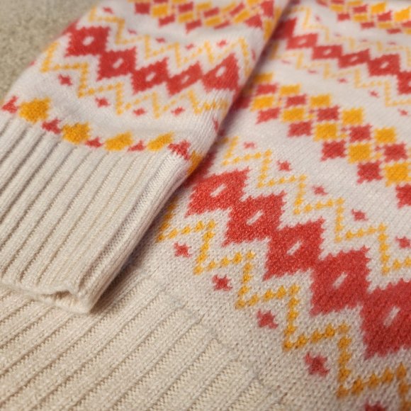 NWOT J. Crew Cashmere Fair Isle Sweater in Heather Muslin Coral - Picture 4 of 11